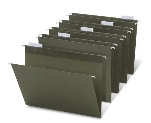 Office Depot Hanging Folders, 1/5 Cut, Letter Size, Green, Pack of 50
