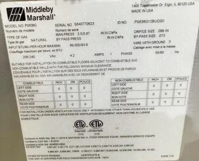 USED MIDDLEBY MARSHALL PS638G