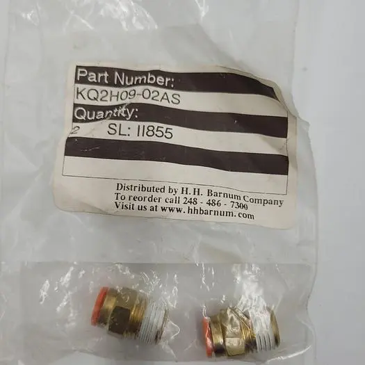 New | in-Stock SMC MALE ADAPTER, PUSH-TO-CONNECT X MBSPT, 5/16 IN TUBE OD, 1/4 IN PIPE SIZE, BRASS MFR # KQ2H09-02AS Valves/Fittings | ND Industrial Surplus #1219155