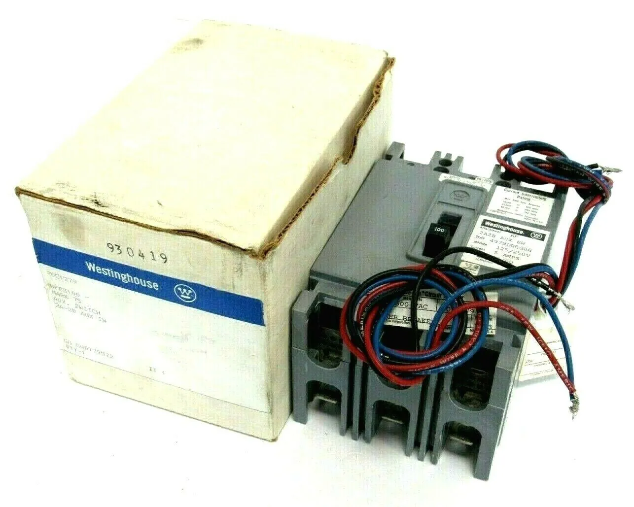 NEW WESTINGHOUSE HFB3100 CIRCUIT BREAKER 4979D06G08 125/250V 2A2B AUX SW