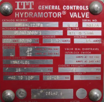 NEW ITT H118AL122F1 HYDRAMOTOR GAS VALVE H10A62085F1