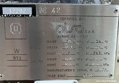 Olsa 250 Liter Vertical 316L Stainless Steel Pressure Tank
