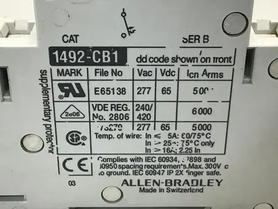 USED ALLEN BRADLEY 1492-CB1/H200 SER B