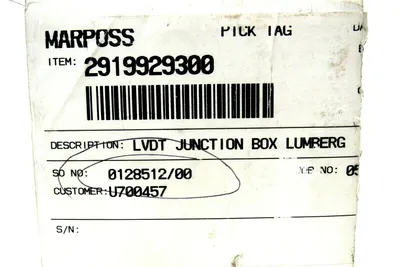 NEW MARPOSS 2919929300 LVDT JUNCTION BOX