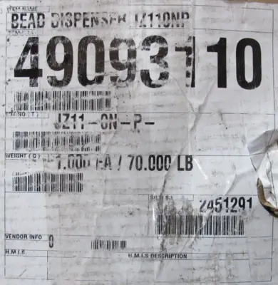 NEW HOUGHTON INTERNATIONAL JZ11-0N-P BEAD DISPENCER 49093110 JZ110NP