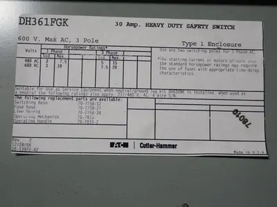 Eaton 30 A Heavy Duty Switch
