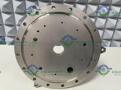 USED BUCHIGLASUTER 14" DIAMETER STAINLESS STEEL VESSEL CAP W/ MULTIPLE PORTS 150 PSI @ 250°C