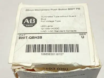 USED ALLEN-BRADLEY SER U 30MM MOMENTARY PUSH BUTTON 800T PB BLUE 12-130V