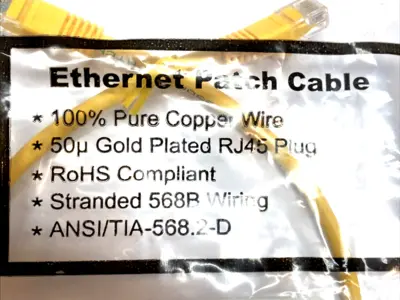Cat5e UTP Ethernet Patch Cable | 1.5 FT 350 MHz RJ45 Booted LAN Cord LOT OF 10 - New