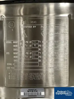 USED ITT 125 Liter Integrated Biosystems Cryovessel, 316L S/S, 50/65#
