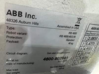 Used 2023 ABB ABB IRB 4600-40/2.55 Robots Michigan US | RAB Industries, Inc. #892330