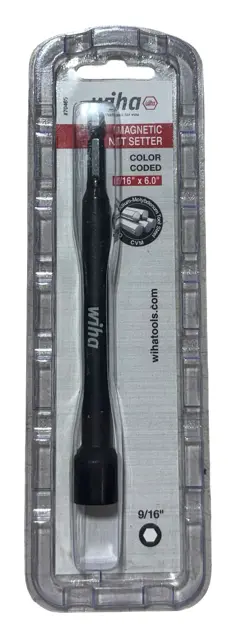 Wiha 9/16" x 6" Mangetic Nut Setter Color Coded 1/4" Hex Shank