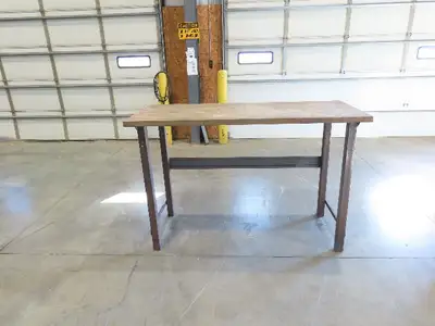 Industrial Butcher Block Top Workbench Table 72"W 30"D 46"H Heavy Steel Legs