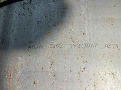 7,600 GALLON 10' DIAMETER X 13' TALL L316 STAINLESS STEEL TANK