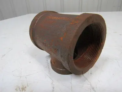 2" x 1-1/4" x 2" Black Iron Pipe Reducing Tee Fitting NPT Lot Of 21