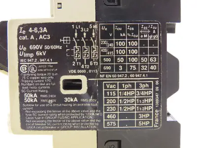 Telemecanique GV2-M10 Circuit Breaker 3 Pole 690V 50/60Hz 3A
