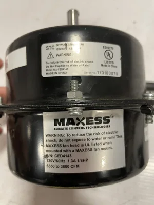 Maxess CED4143 Fan Motor 1/8HP 6350-3800CFM 120V
