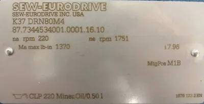 NEW SEW EURODRIVE K37 DRN80M4 GEAR REDUCER K37DRN80M4