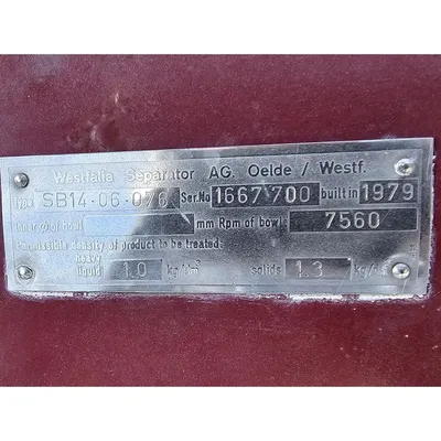 USED WESTFALIA SEPARATOR GROUP SB14-06-076