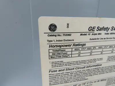 General Electric TH3362 GE Safety Disconnect Switch Fused 60A 600VAC Lot of 2