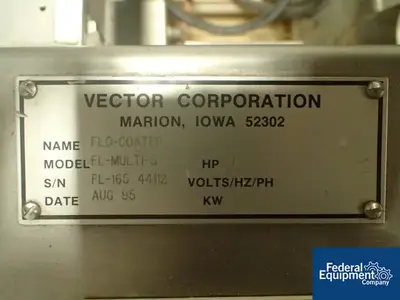 USED Vector Vector Fluid Bed Dryer, Model FL-Multi-5, S/S