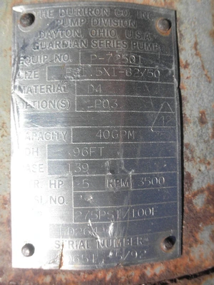 USED DURCO EG 1.5X1-82/50