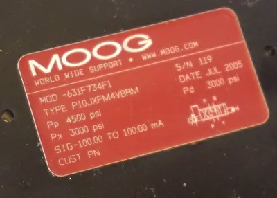 NEW MOOG 631F734F1 SERVO VALVE TYPE P10JXFM4VBRM 4500 PSI