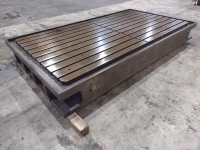 129" X 72" X 14" HIGH T-SLOTTED LAYOUT TABLE / BOLSTER PLATE: STOCK #22373