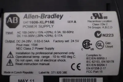 ALLEN BRADLEY 1606-XLP15E AB POWER SUPPLY STOCK L-725-A