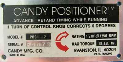 USED CANDY MFG POSI-1/2 CANDY POSITIONER 1/2HP@ 1750 RPM POSI1/2