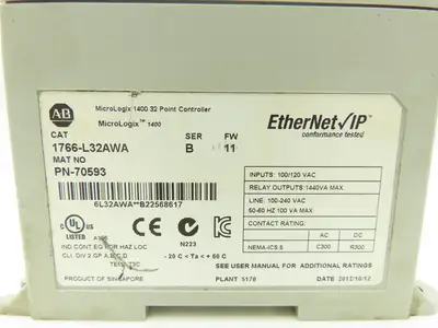 Allen Bradley 1766-L32AWA MicroLogix 1400 Controller Module 32Pt Series B FW 11