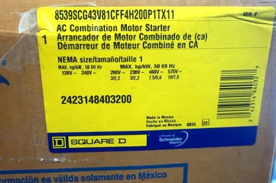 NEW SQUARE D 8539SCG43V81CFF4H200P1TX11 AC COMBINATION MOTOR / STARTER SER.E