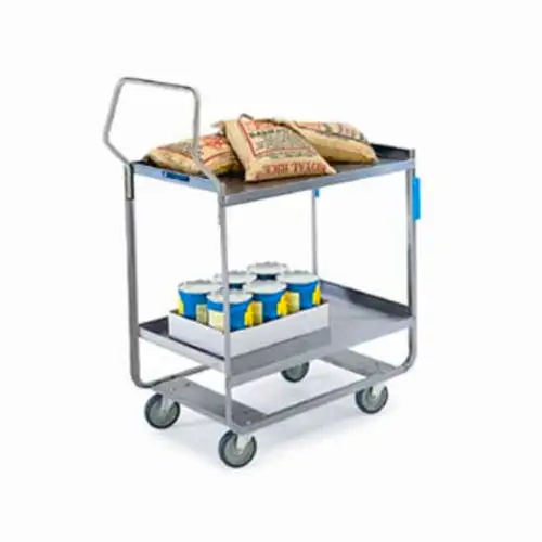 Lakeside 4722 2 Level Stainless Utility Cart w/ 700 lb Capacity, Raised Ledges
