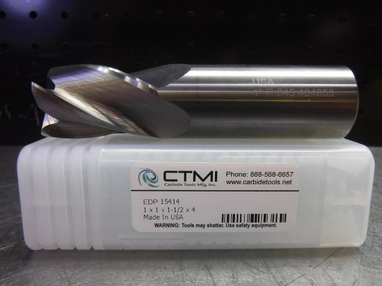 CTMI 1" Carbide Endmill 4 Flute 1 x 1 x 1-1/2 x 4 .045 Crnr Rad (LOC2875A)