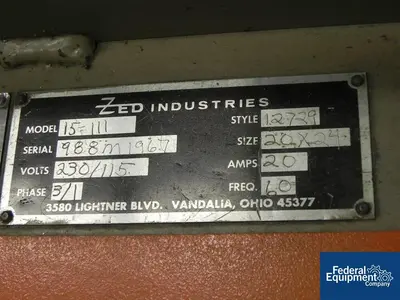 USED Zed Industries ZED INDUSTRIES INLINE SEALER, MODEL 15-111
