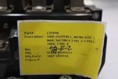AB ALLEN BRADLEY 500F-DOD930 SER. A 120V CONTACTOR STK CC190
