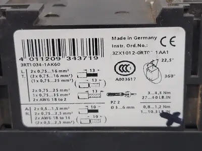 USED SIEMENS 3RT1034-1AK60