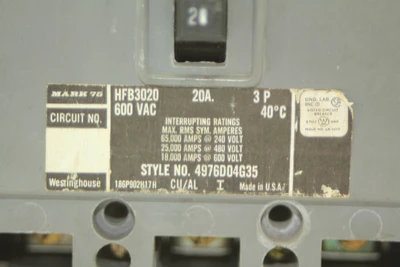 Used Westinghouse HFB3020 Circuit Breakers California US | Davliegogo LLC #1705242