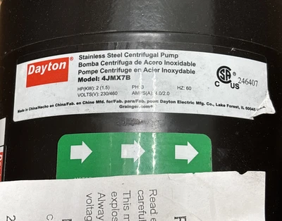 New | in-Stock Dayton 4JMX7B Centrifugal Pumps Indiana US | J&J Industrial Supply #1470298