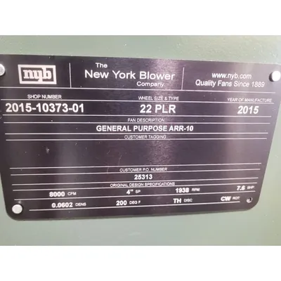 Used NEW YORK BLOWER 22 PLR Centrifugal Fans West Virginia US | JM Industrial #1338184