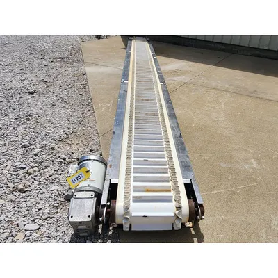 Used Stainless Steel Cleated Flex-wall Belt Conveyor 12"W X 25'L