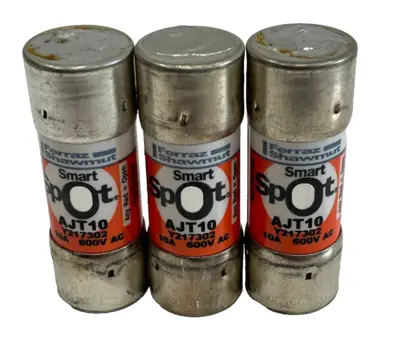 NEW FERRAZ SHAWMUT AJT10 FUSES 10A 600V LOT OF 3