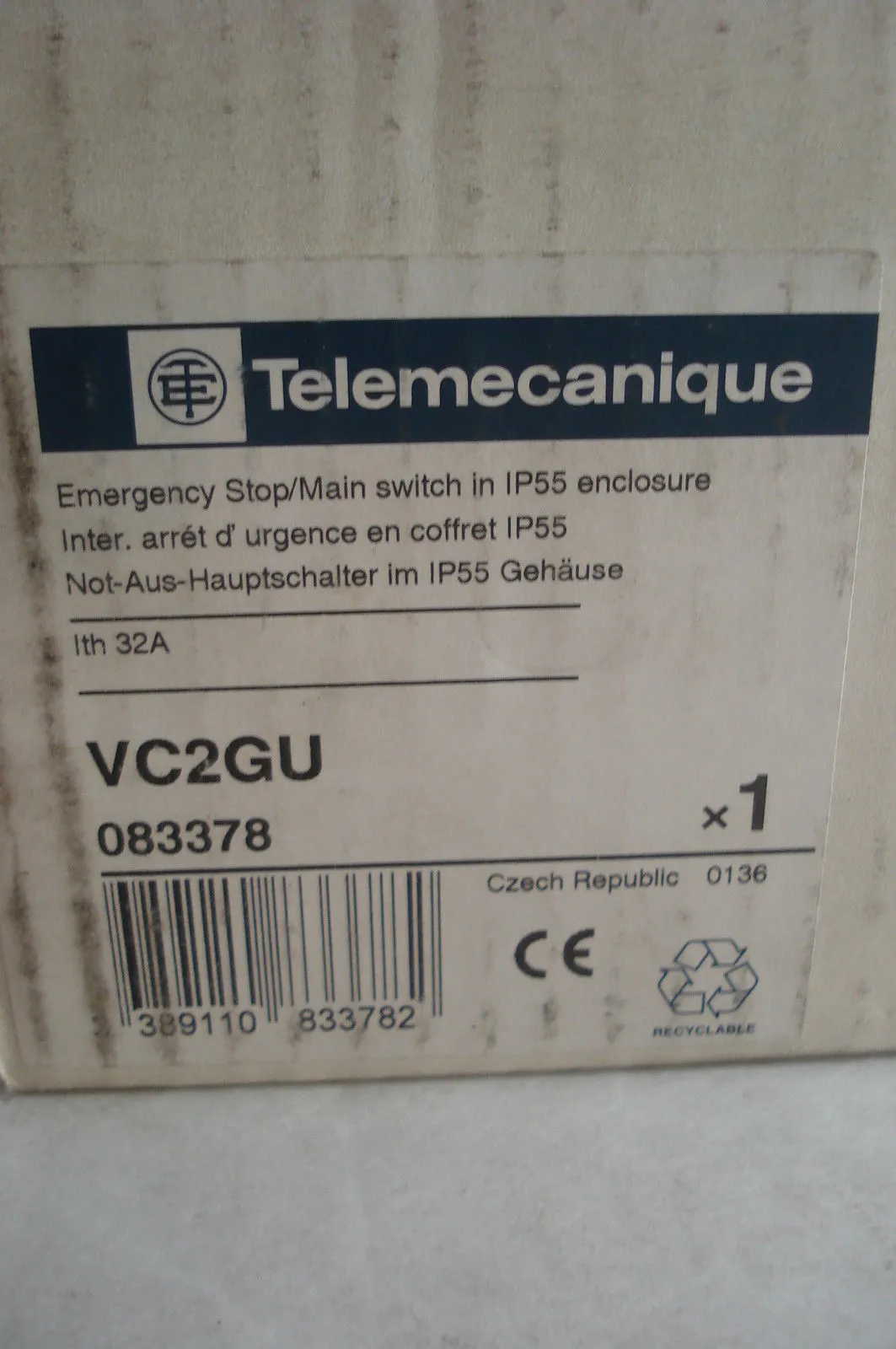 NEW TELEMECANIQUE VC2GU EMERGENCY STOP