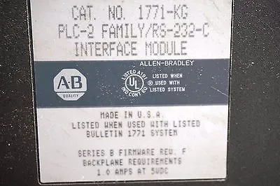 USED ALLEN BRADLEY 1771-KG INTERFACE MODULE 1771KG