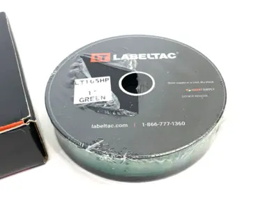 USED LABELTAC PRO MODEL HIGH PERF. 10 YEAR VINYL LABEL, GREEN, 1" X 150'/ROLL