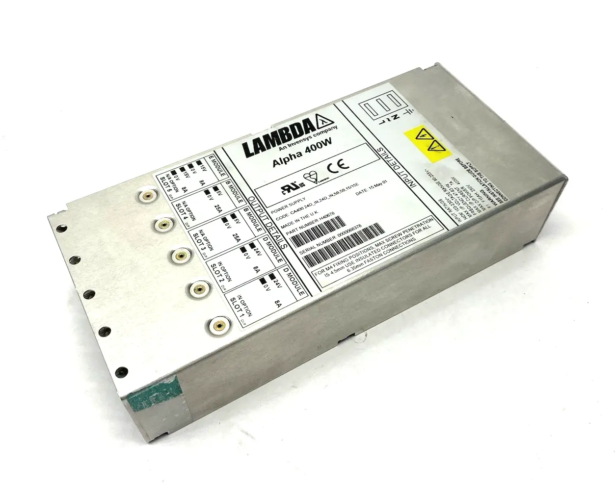 USED TDK LAMBDA ALPHA 400W POWER SUPPLY CA400 24D_IN,24D_IN,5B,5B,15/15E