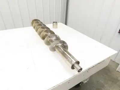 Stainless Steel Screw Feed Auger Food Grade 6-9/16" OD 50-1/2"L Custom