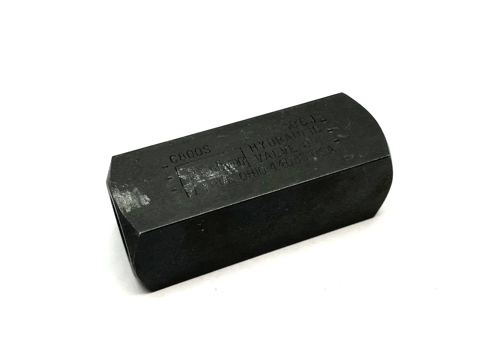 USED PARKER COLORFLOW INLINE CHECK VALVE, HYDRAULIC, 5000PSI