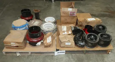 2 PALLETS OF ASSORTED COUPLINGS, EXPANSION JOINTS, REXNORD, TB WOODS, GOULDS