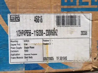 0.5 hp, 115/230 Volt, 1750 RPM, B56 Electric Motor